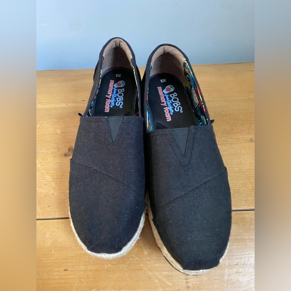 Sketchers Bob Black Canvas Slip-On Loafers - Women’s Size 8